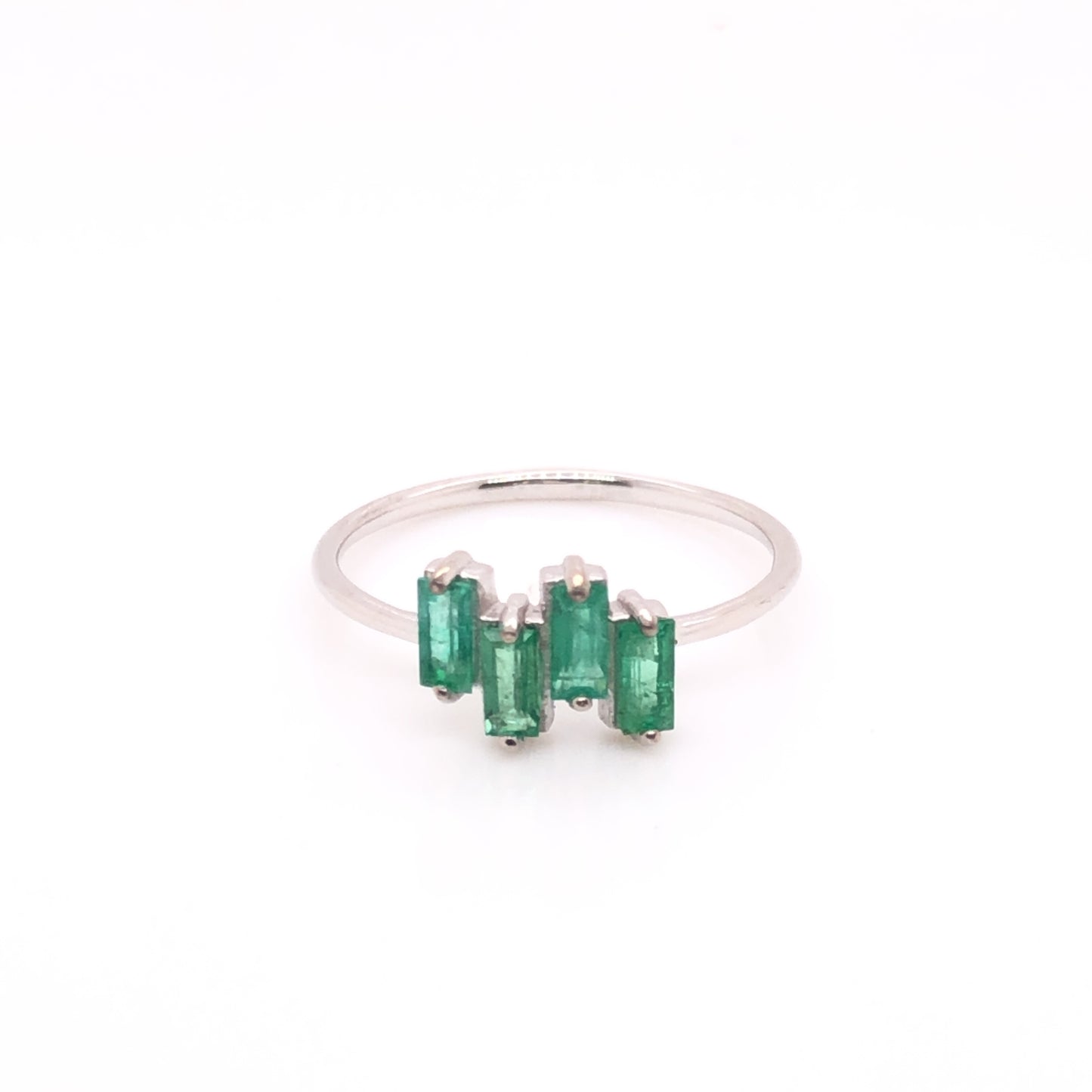 IMMEDIATE DELIVERY / Tiana Emerald Ring / 14k White Gold / Size 5