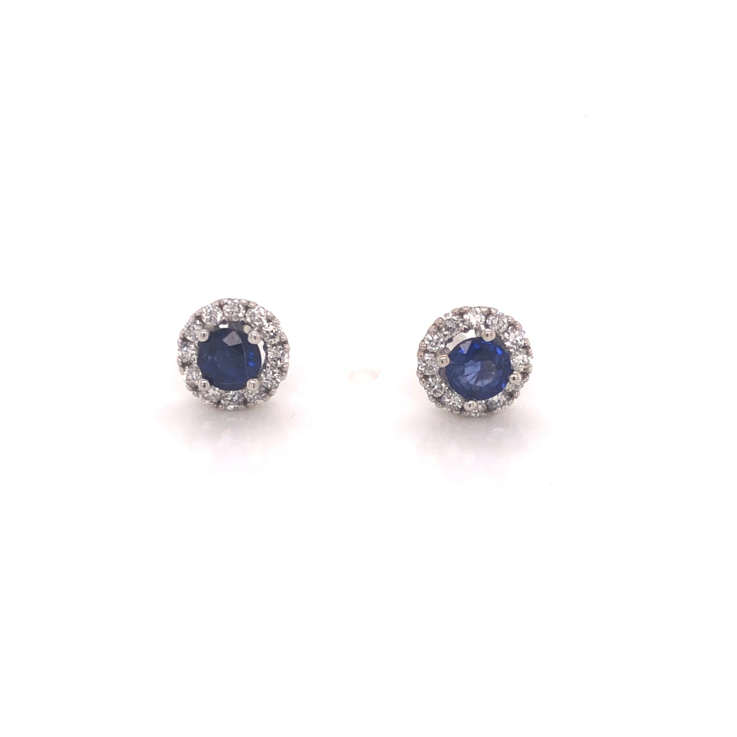 IMMEDIATE DELIVERY / Beatriz Sapphire Earring with Diamond Halo / 14k White Gold