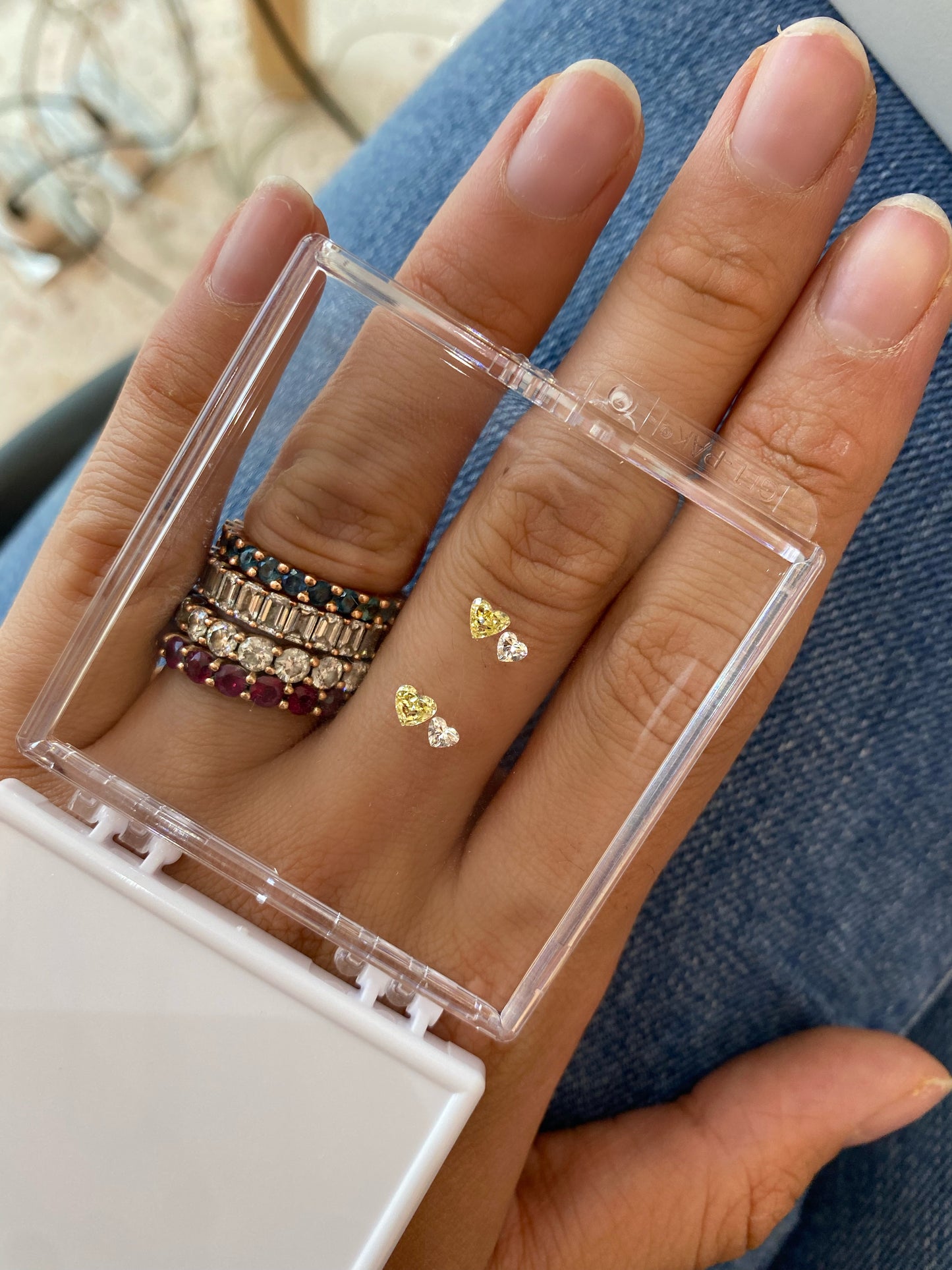 Anillo de dos diamantes en forma de corazón / Opción 1