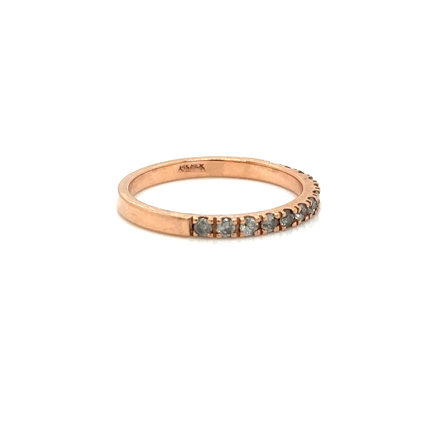 ENTREGA INMEDIATA / Media Churumbela Amelia con Diamantes Salt and Pepper / Oro Blanco 14k / Talla 7