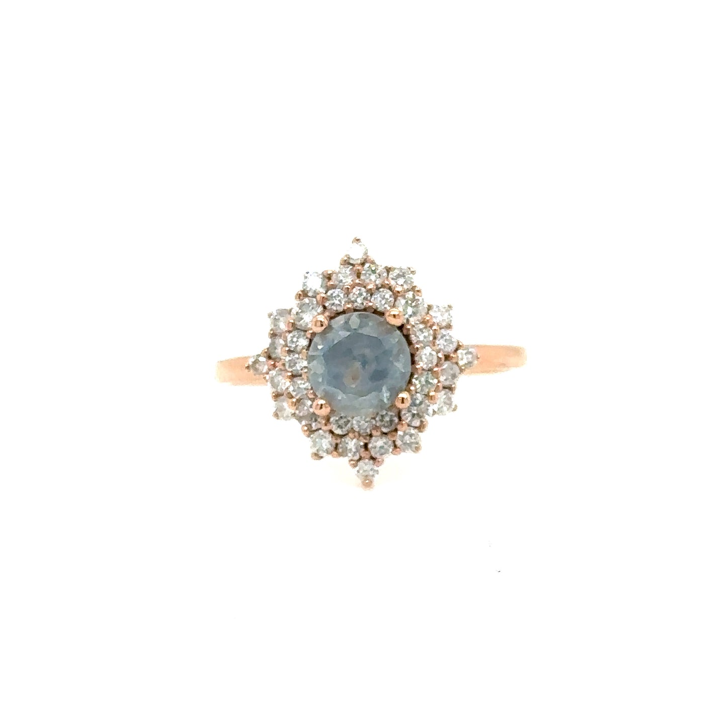 Opalescent 'Icy' Sapphire Ring with Diamonds