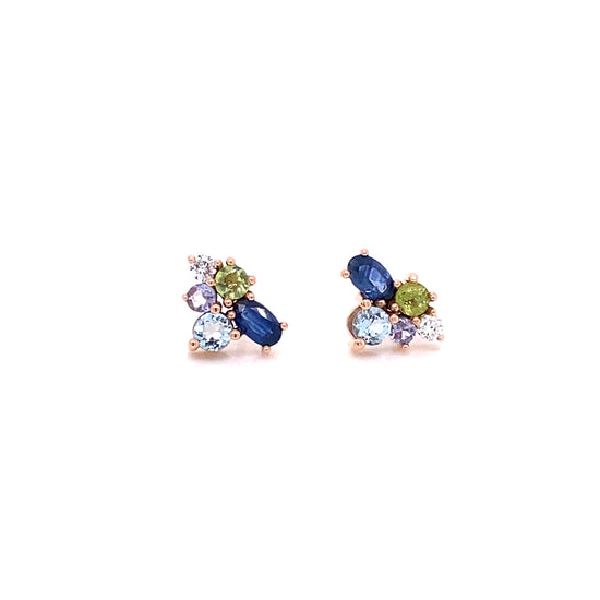 UNIQUE PIECE / Sapphire, afumarine, peridot, tanzanite and diamond earrings / IMMEDIATE DELIVERY