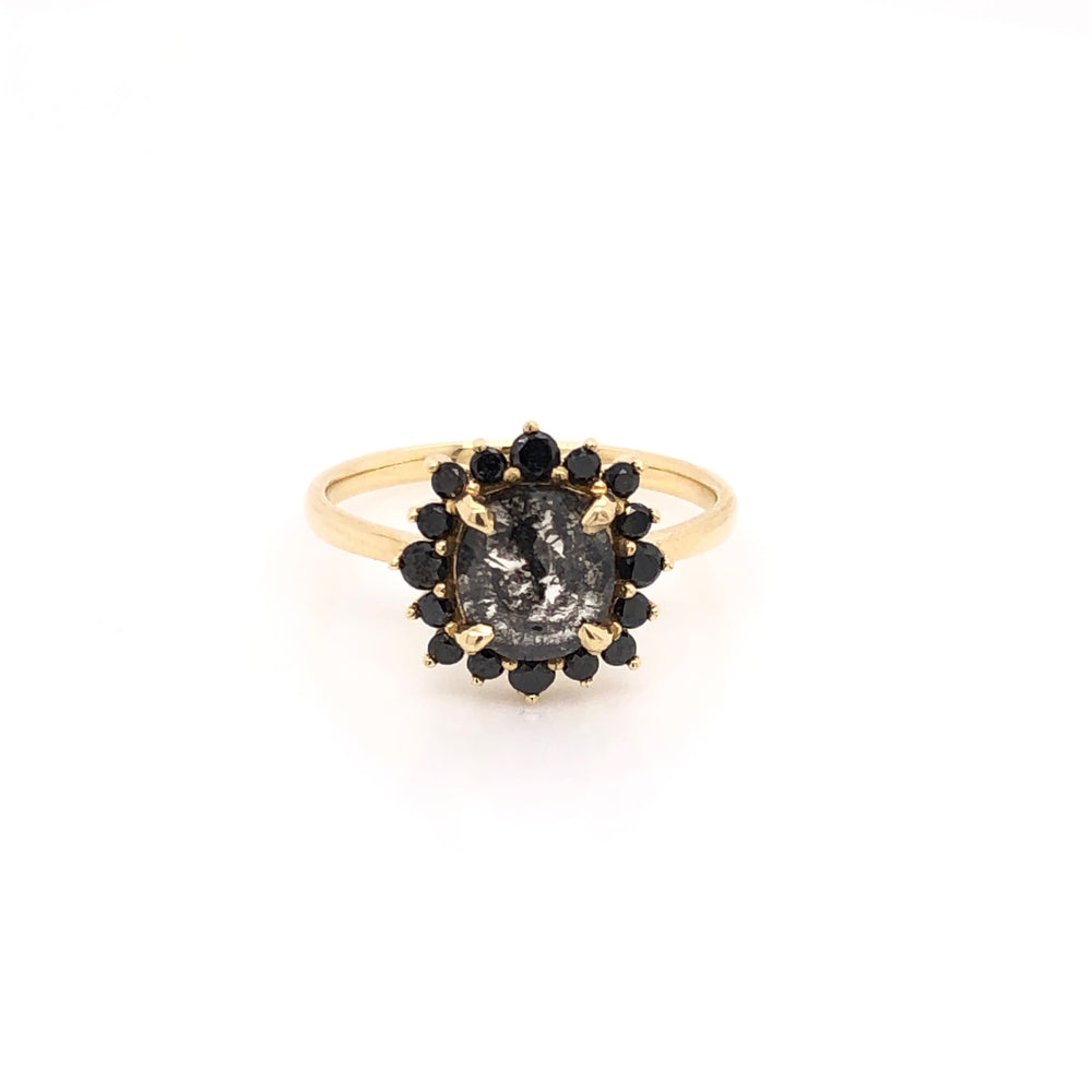 Salt and Pepper Diamond Ring with Black Diamonds