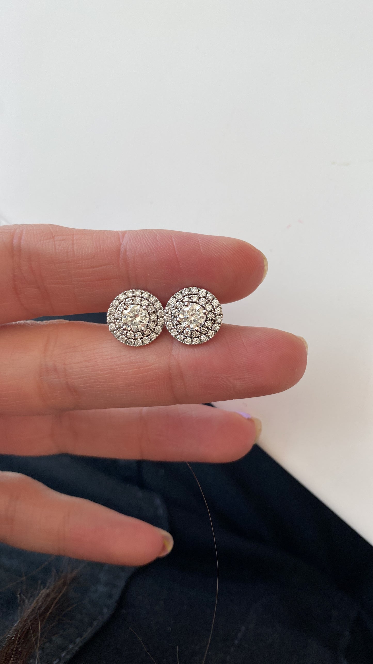 SINGLE PIECE / Double halo diamond earrings