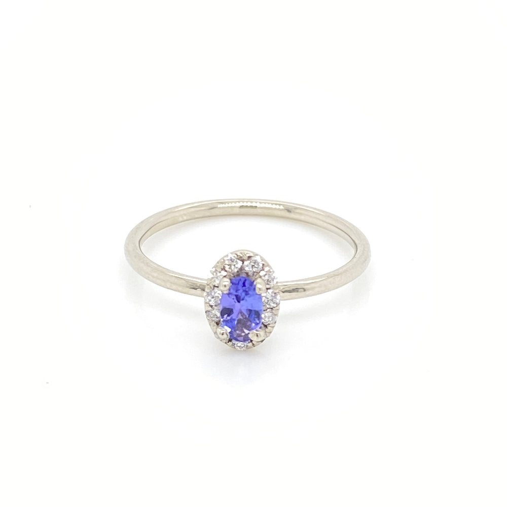 Tanzanite Ring with Diamond Halo