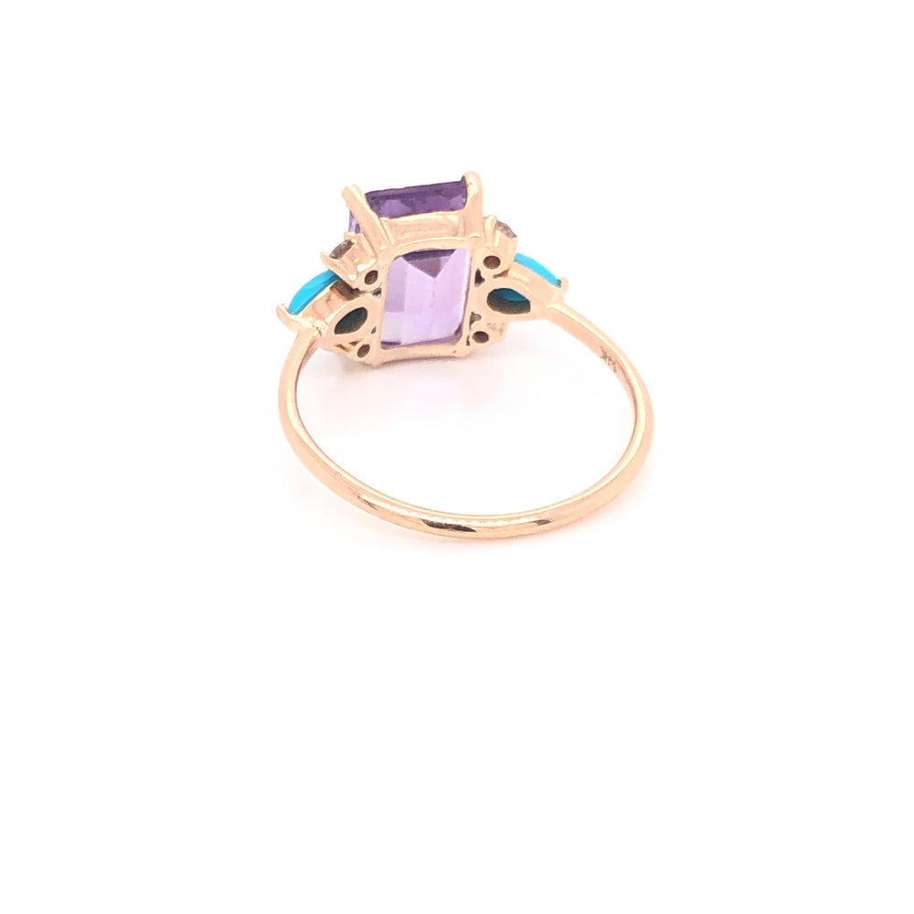 
                      
                        Amethyst Ring with Turquoises and Diamonds
                      
                    