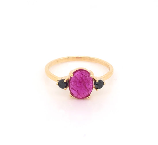 Ruby Ring with Black Diamonds