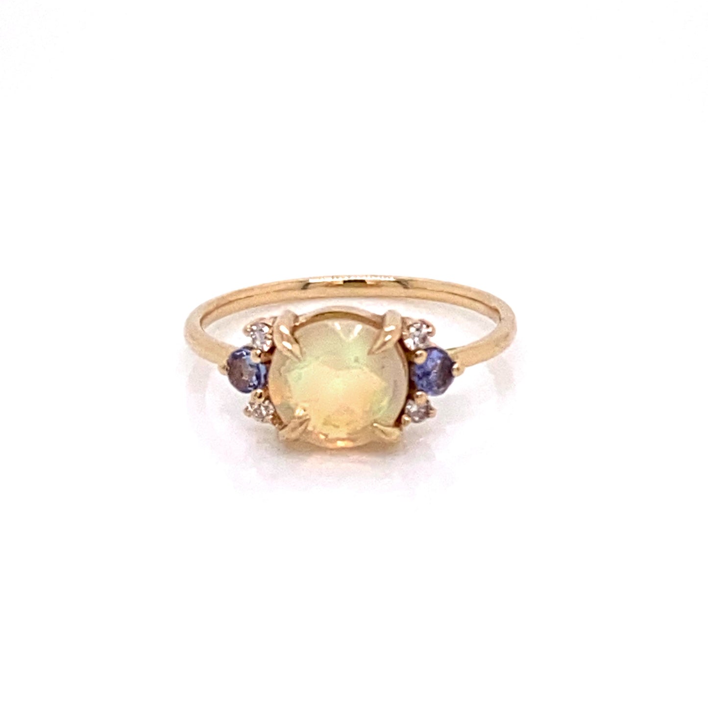 Opal Ring with Tanzanites and Diamonds