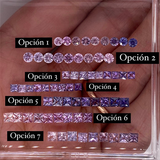 Option 3 / Half advance payment Churumbela pink purple sapphires princess cut
