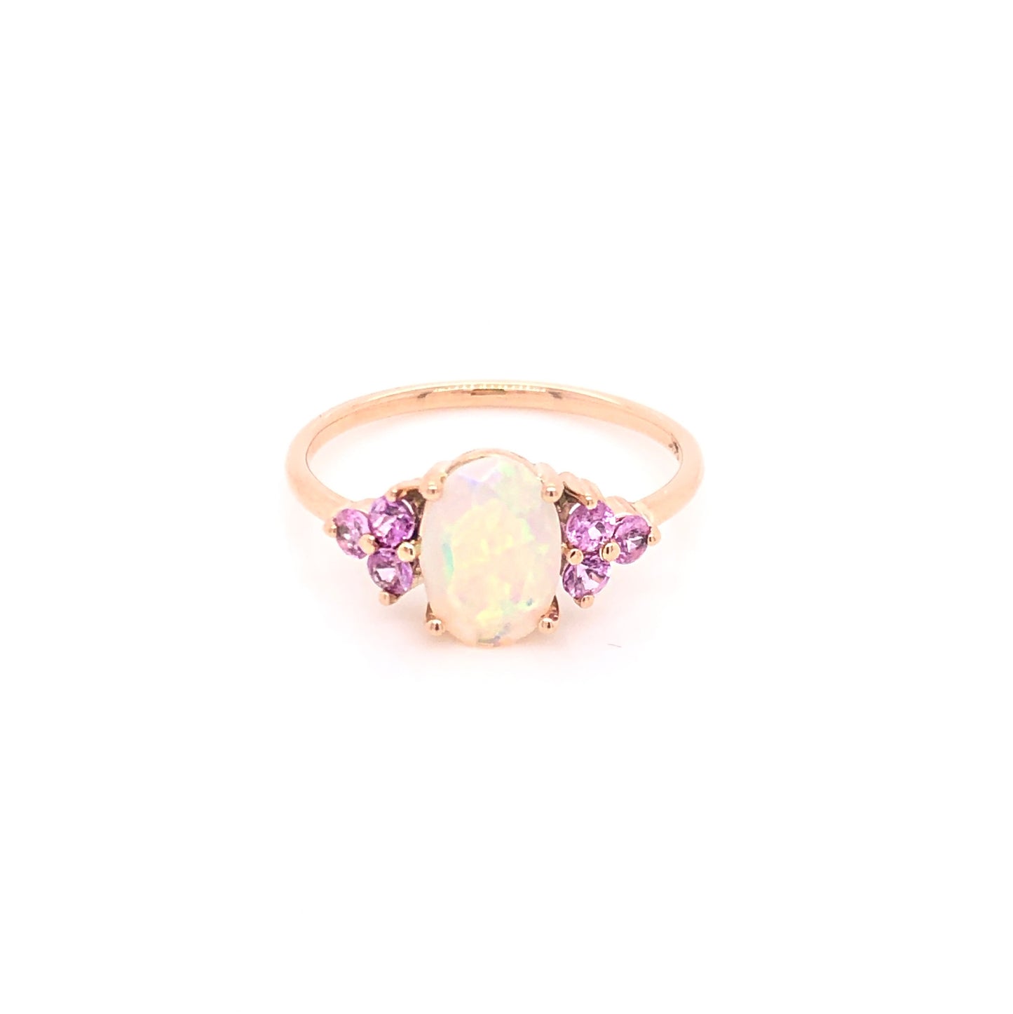 Faceted Opal Ring with Pink Sapphires