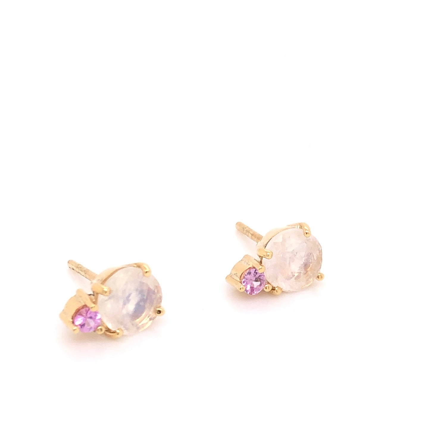 Aretes de Moonstone con Zafiro Rosa