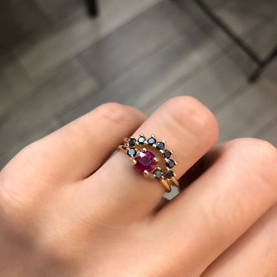 Load image into Gallery viewer, Michal Crown Ring with Black Diamonds
