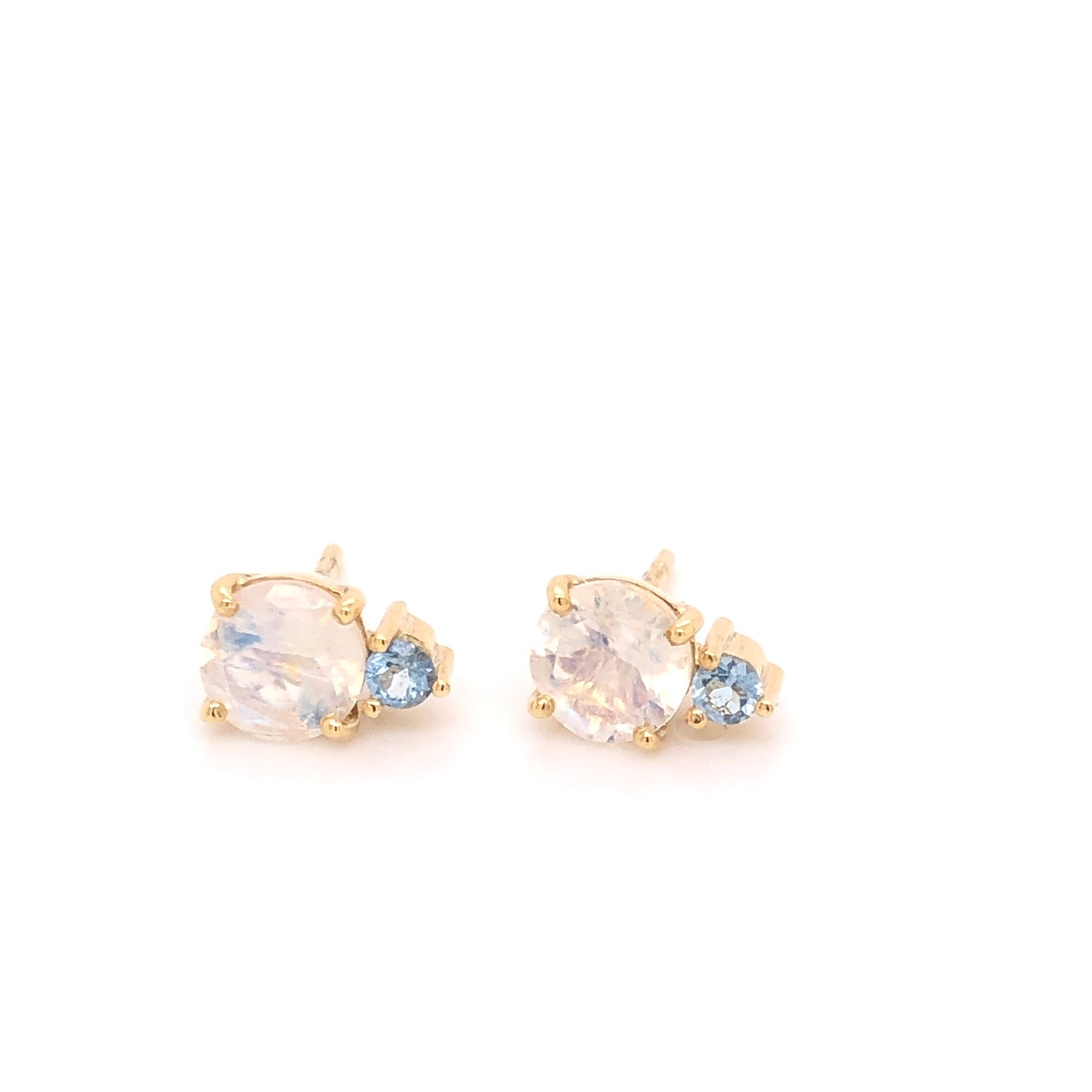 Moonstone Earrings with Aquamarine