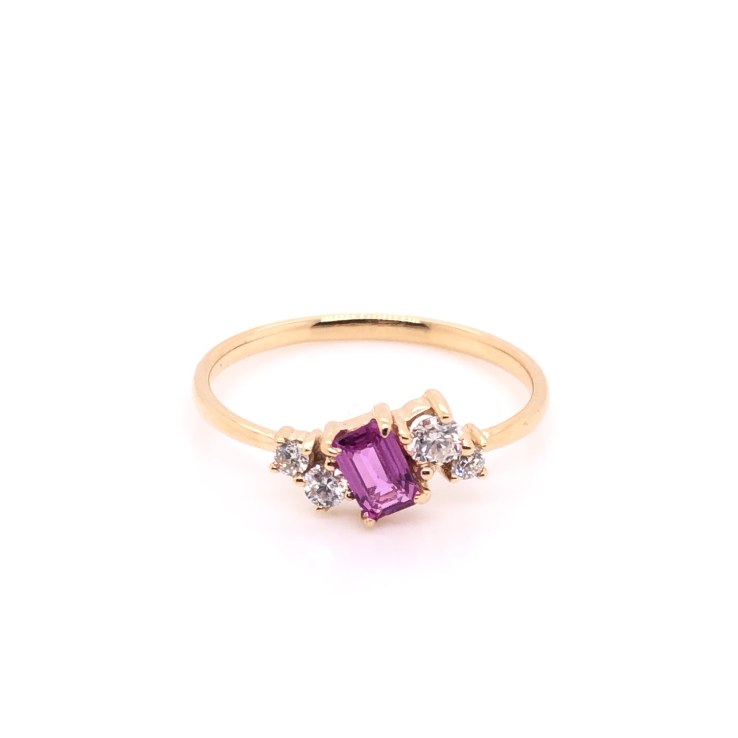 SINGLE PIECE - Purple Sapphire and Diamonds Cluster Ring