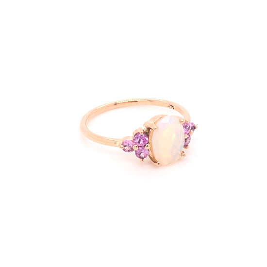 Load image into Gallery viewer, Faceted Opal Ring with Pink Sapphires
