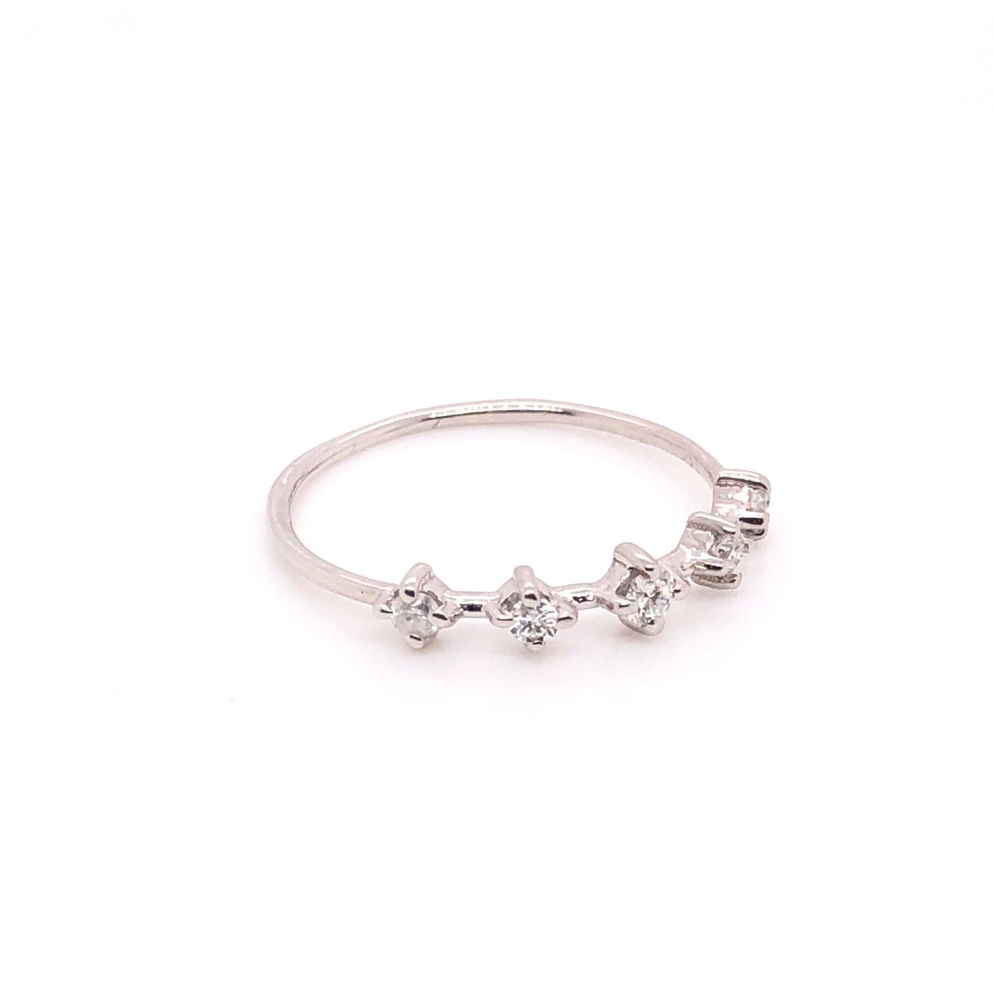 ENTREGA INMEDIATA / Anillo Marlena de Diamantes / Oro Blanco 14k / Talla 7