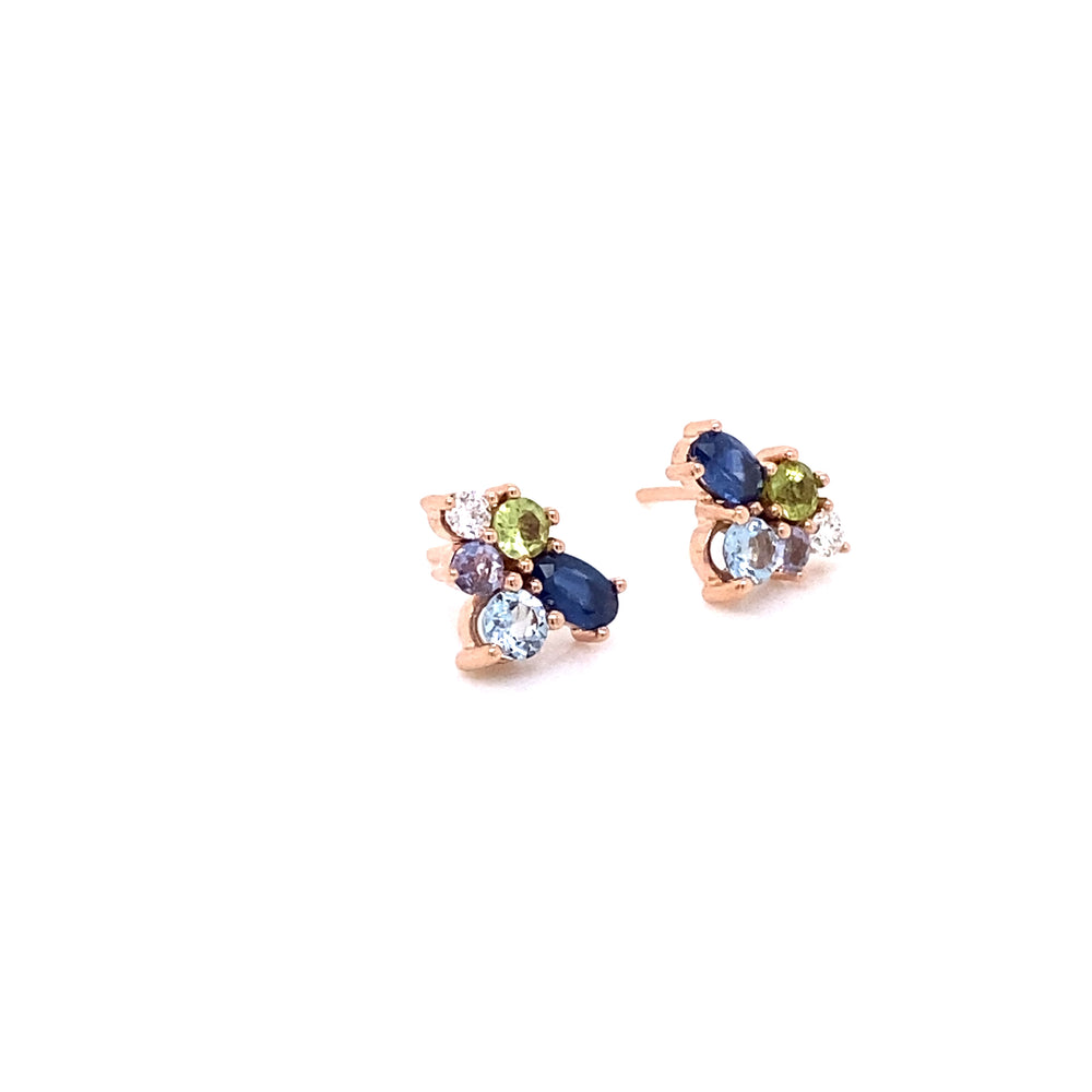 
                      
                        PIEZA UNICA / Aretes de zafiro, afuamarina, peridoto, tanzanita y diamante / ENTREGA INMEDIATA
                      
                    