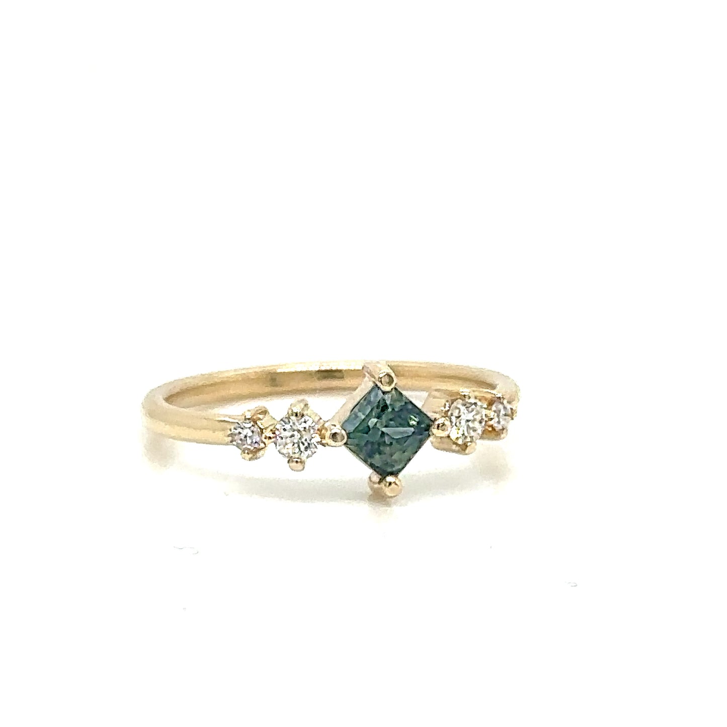 Lily Sapphire Greenish Blue Opalescent Ring