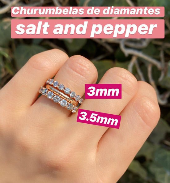 Media Churumbela de Diamantes Salt and Pepper 3.5mm