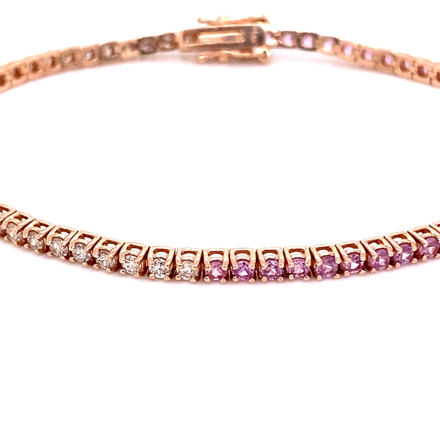 SINGLE PIECE / Tennis bracelet with pink sapphire and half diamonds