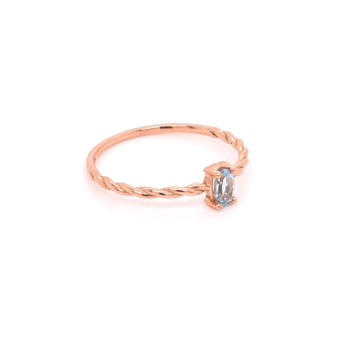 ENTREGA INMEDIATA / Anillo Carolina con Aguamarina / Oro Rosa 14k / Talla 7