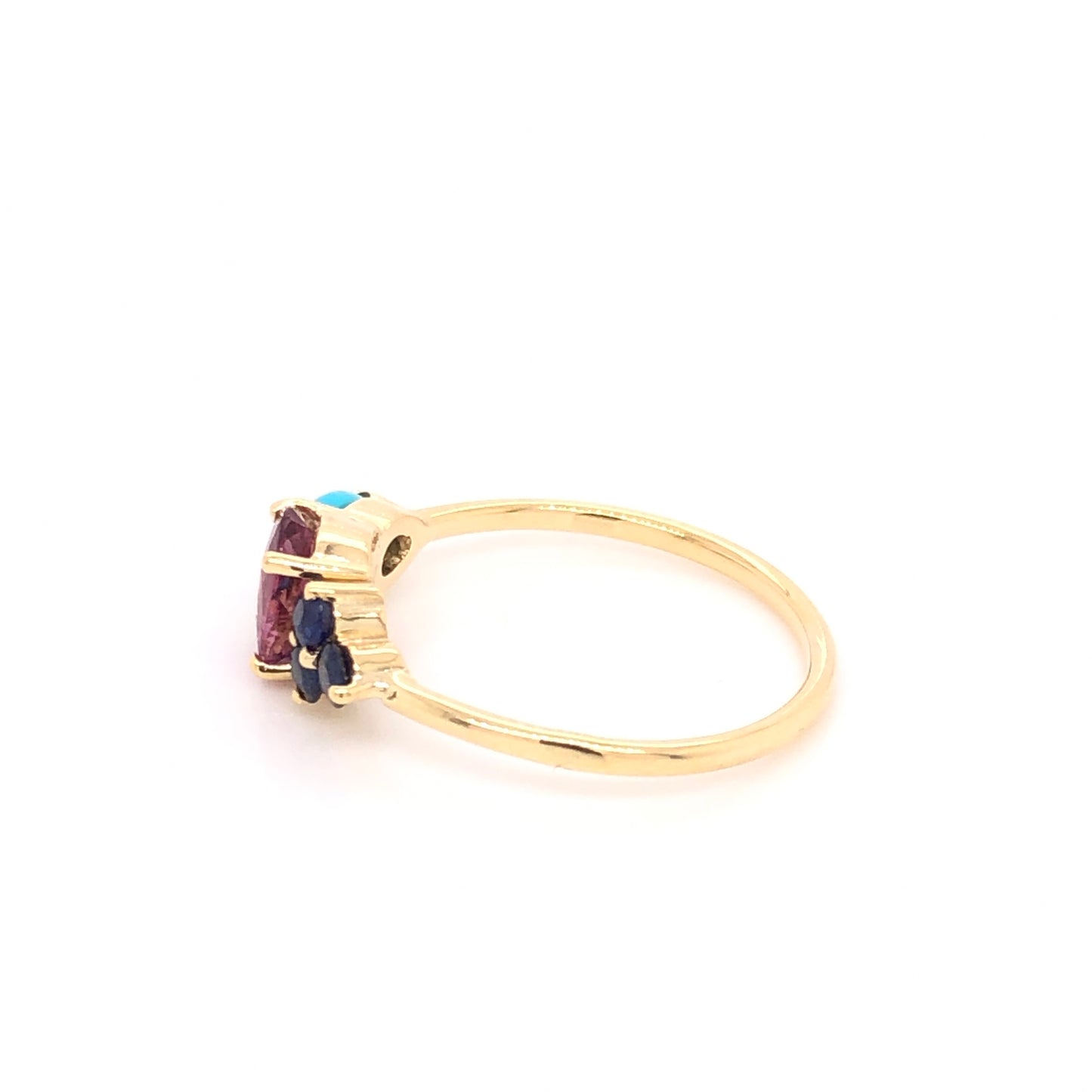 Garnet Ring with Turquoise and Blue Sapphire