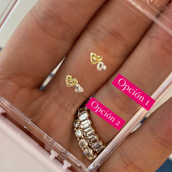 Anillo de dos diamantes en forma de corazón / Opción 1