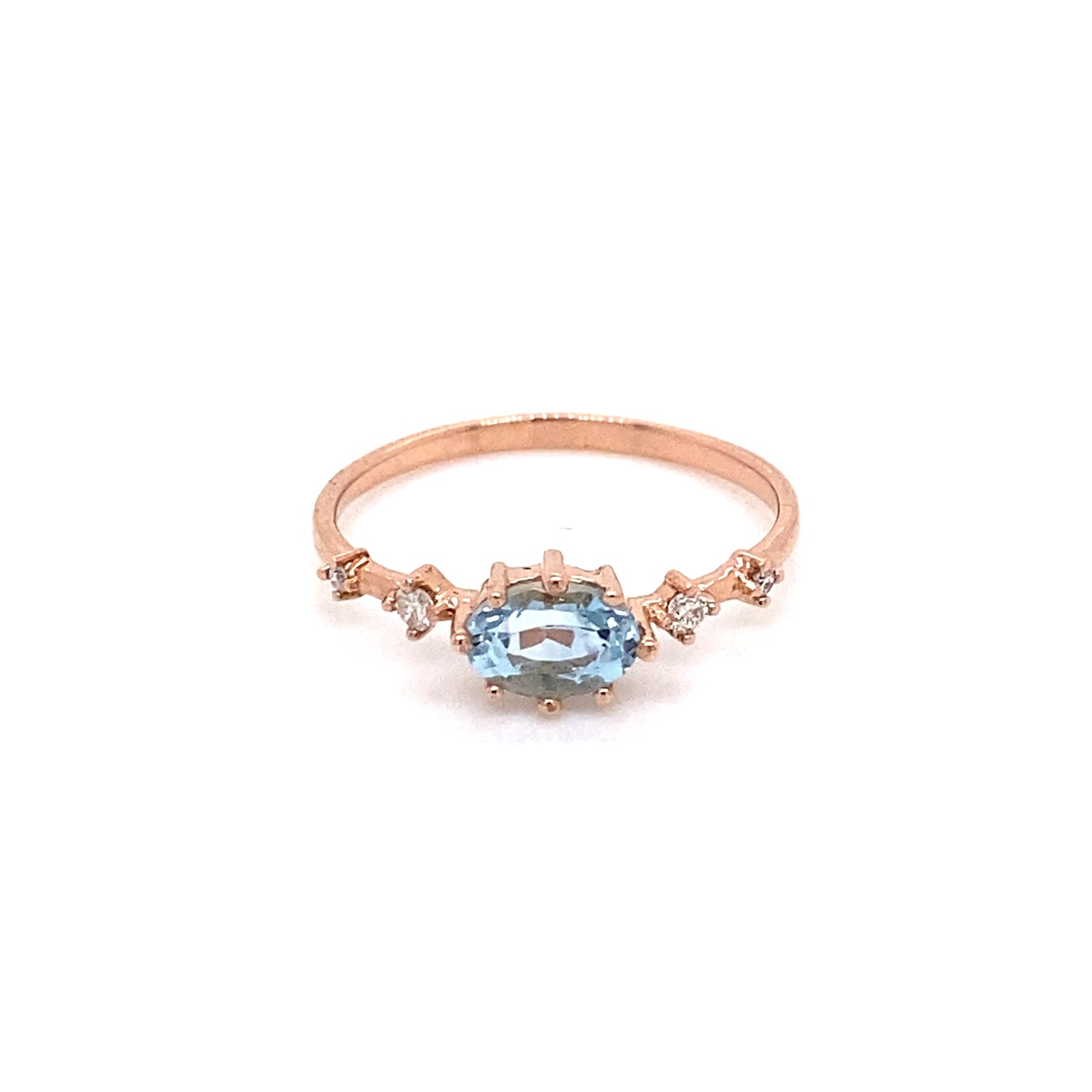 IMMEDIATE DELIVERY / Horizontal Aquamarine ring with diamonds (single piece)