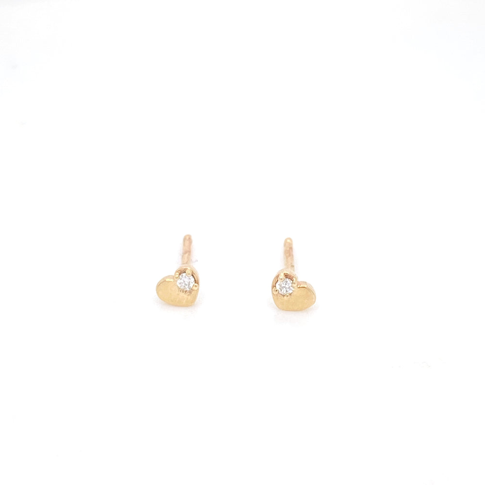 Aretes de Corazón Mini con Diamante (Par)