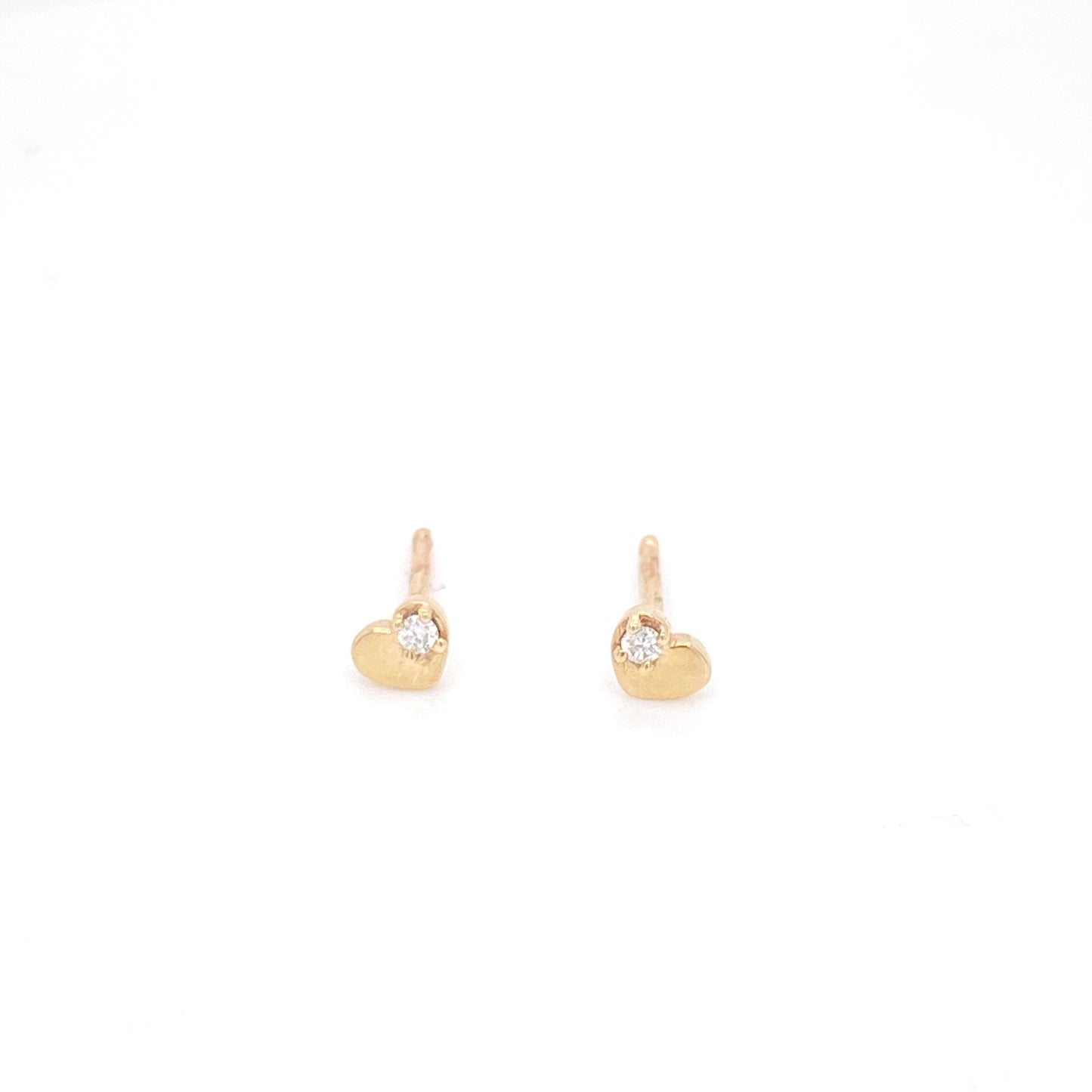 Mini Heart Earrings with Diamond (Pair)