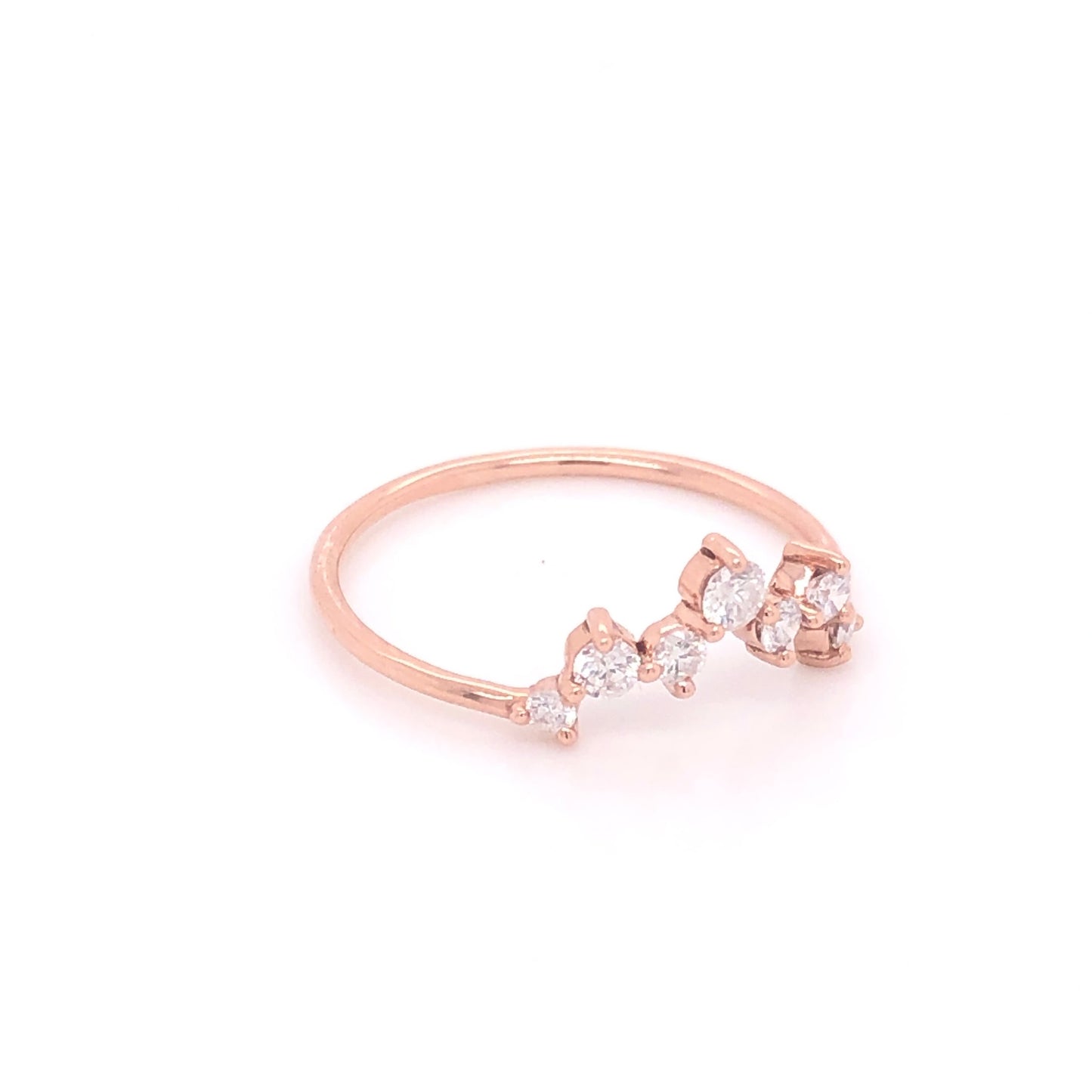 ENTREGA INMEDIATA / Anillo Carlota de Diamantes / Oro Rosa 14k / Talla 4.5