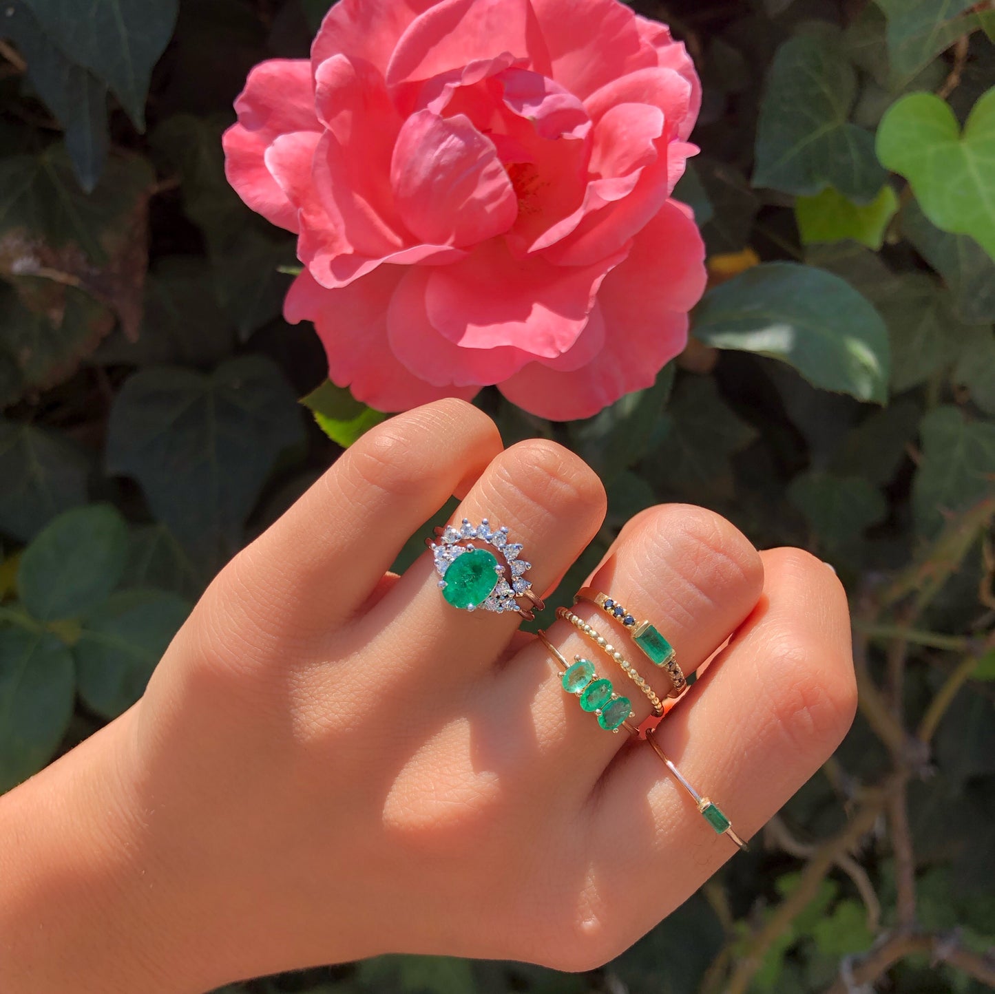 Oval Emerald Ring with Diamonds