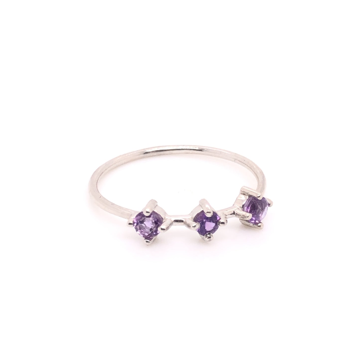 IMMEDIATE DELIVERY / Renata Ring with Amethysts / 14k White Gold / Size 7.25