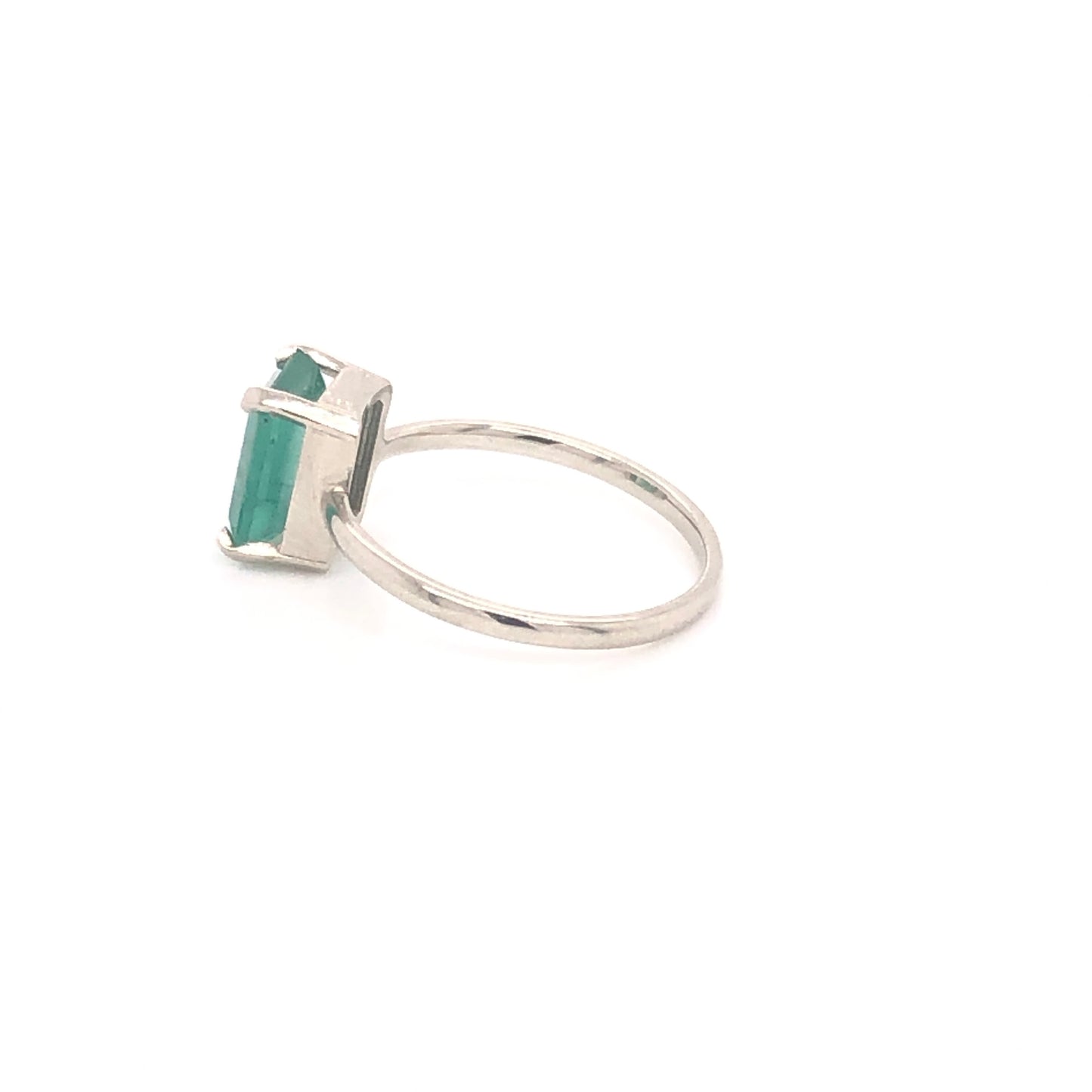 Emerald Solitaire Ring White Gold