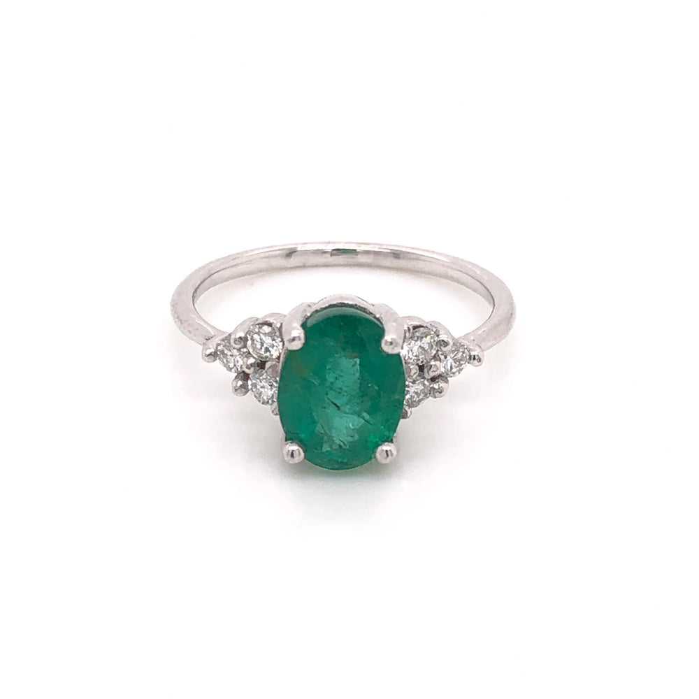 Oval Emerald Ring with Diamonds