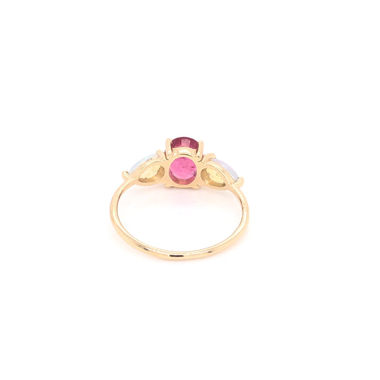 Pink Tourmaline Ring with Opals