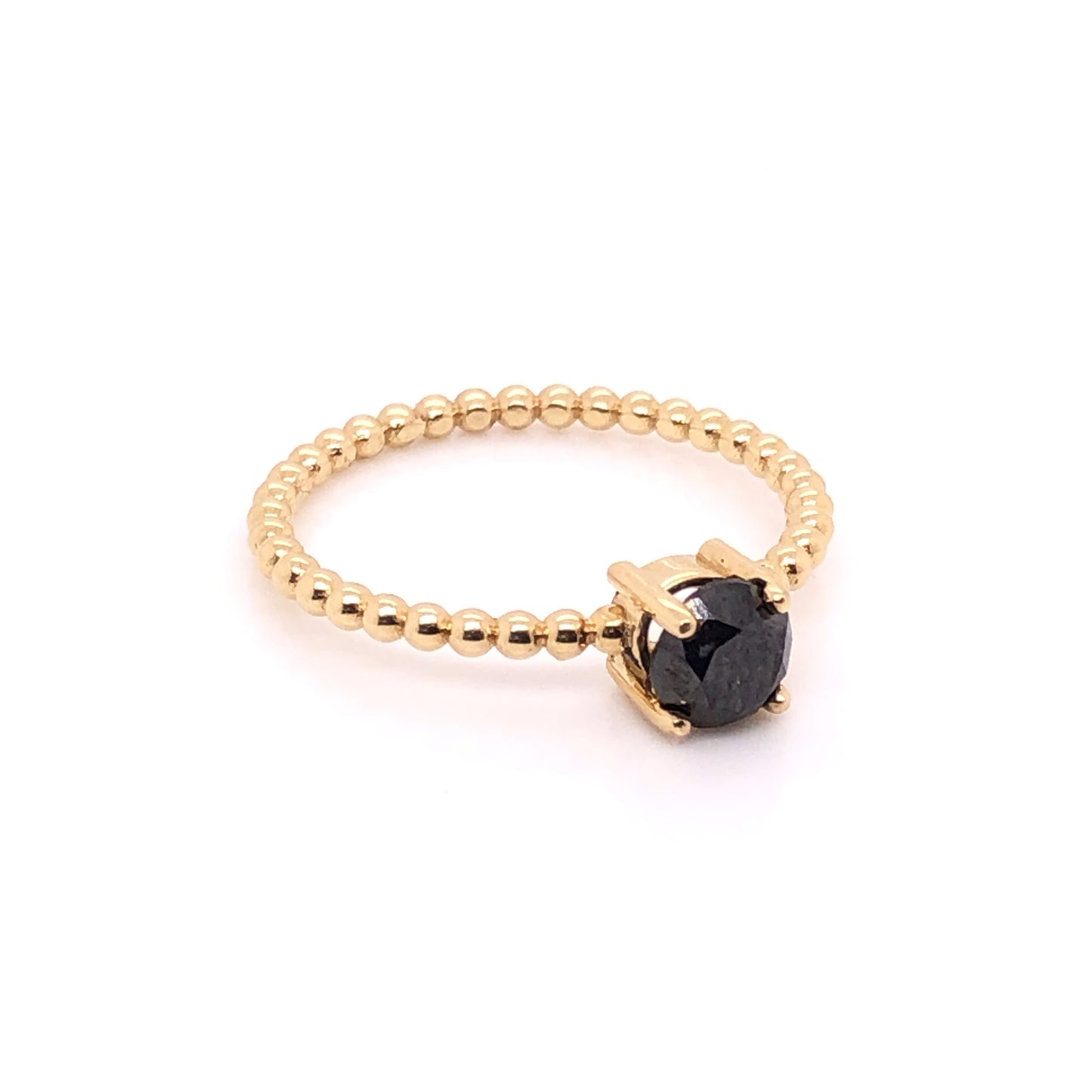 ENTREGA INMEDIATA / Anillo de Diamante Negro / Oro Amarillo 14k / Talla 7