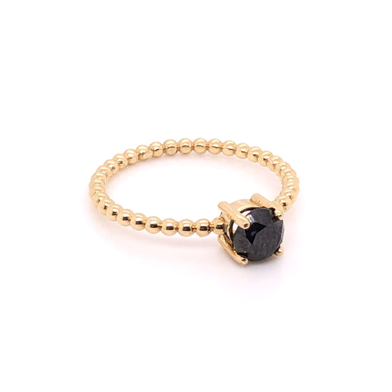 IMMEDIATE DELIVERY / Black Diamond Ring / 14k Yellow Gold / Size 7