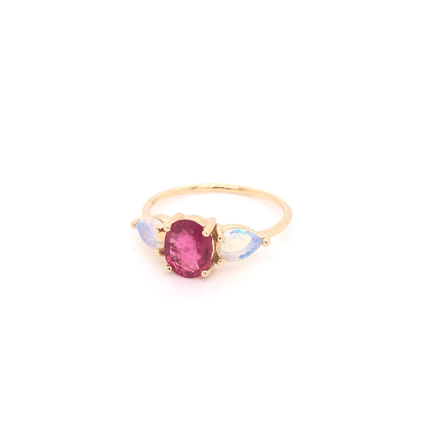 Anillo de Turmalina Rosa con Ópalos