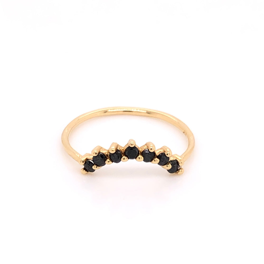 Anillo Corona Mijal con Diamantes Negros