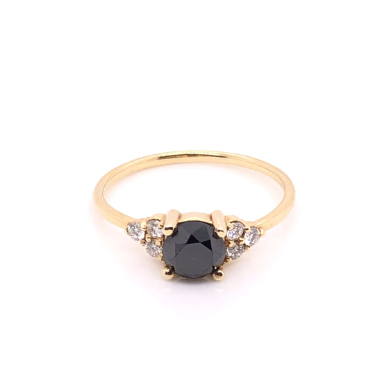 Black Diamond Ring with Side Diamonds