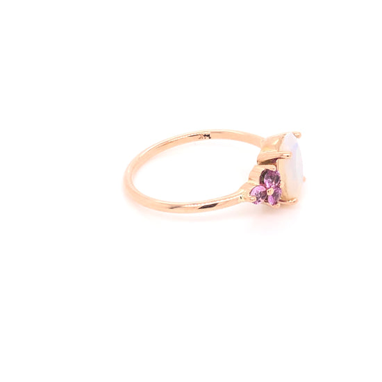 Faceted Opal Ring with Pink Sapphires