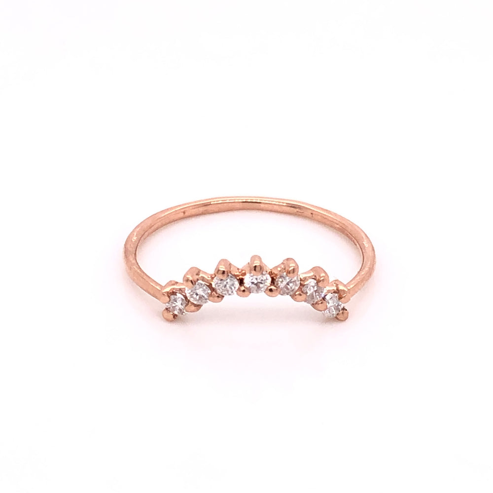 ENTREGA INMEDIATA / Anillo Corona Mijal con Diamantes Blancos / Oro rosa 14k / Talla 7