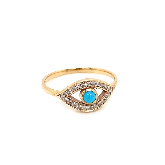 Eye Ring with Diamonds and Turquoise
