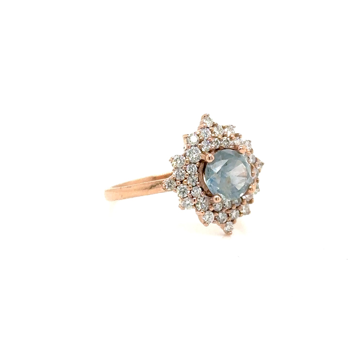 Opalescent 'Icy' Sapphire Ring with Diamonds