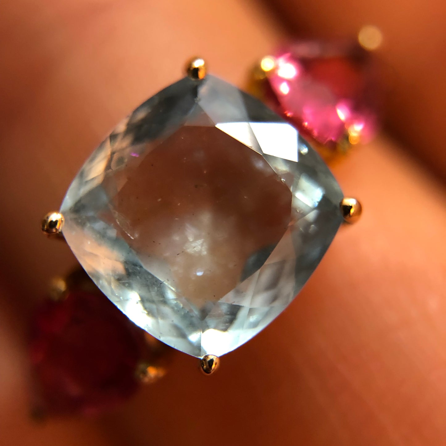 Load image into Gallery viewer, Aquamarine Ring with Pink Tourmalines
