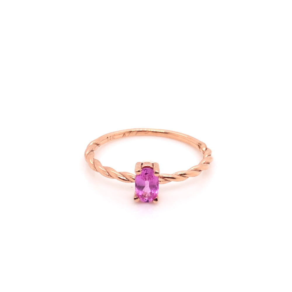 ENTREGA INMEDIATA / Anillo Carolina de Zafiro rosa / Oro Rosa 14k / Talla 4.5