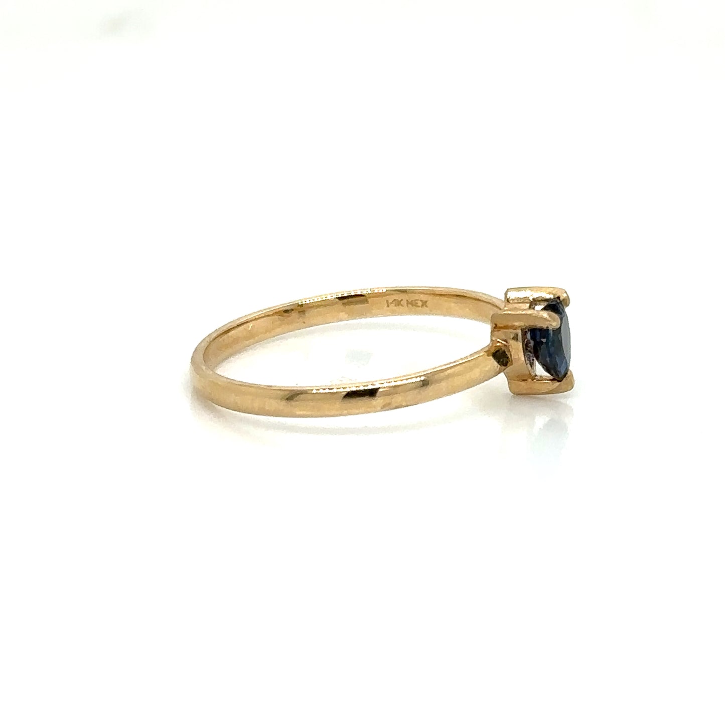 ENTREGA INMEDIATA / Anillo Solitario de Zafiro Corte Corazón / Oro Amarillo 14k / Talla 7