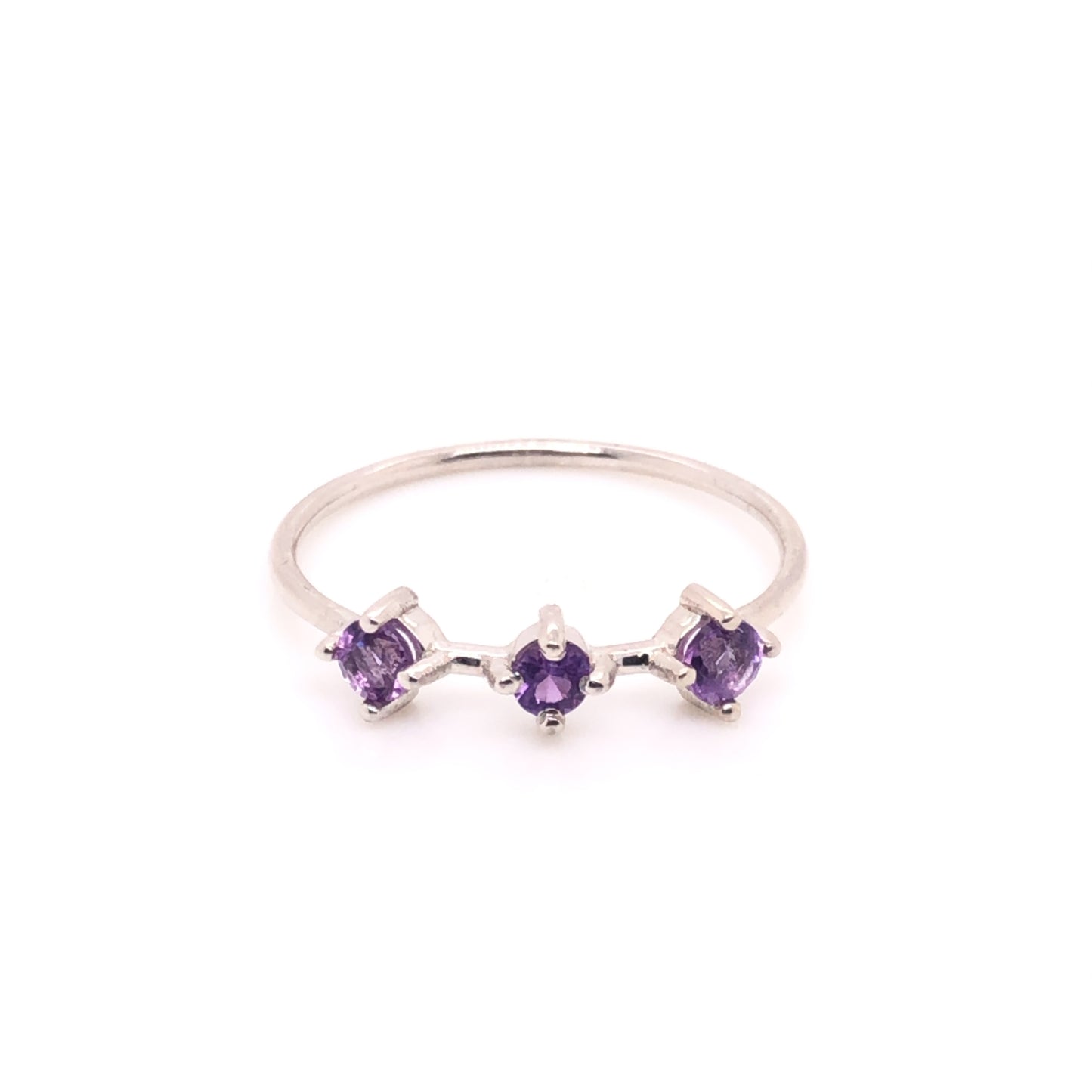 IMMEDIATE DELIVERY / Renata Ring with Amethysts / 14k White Gold / Size 7.25