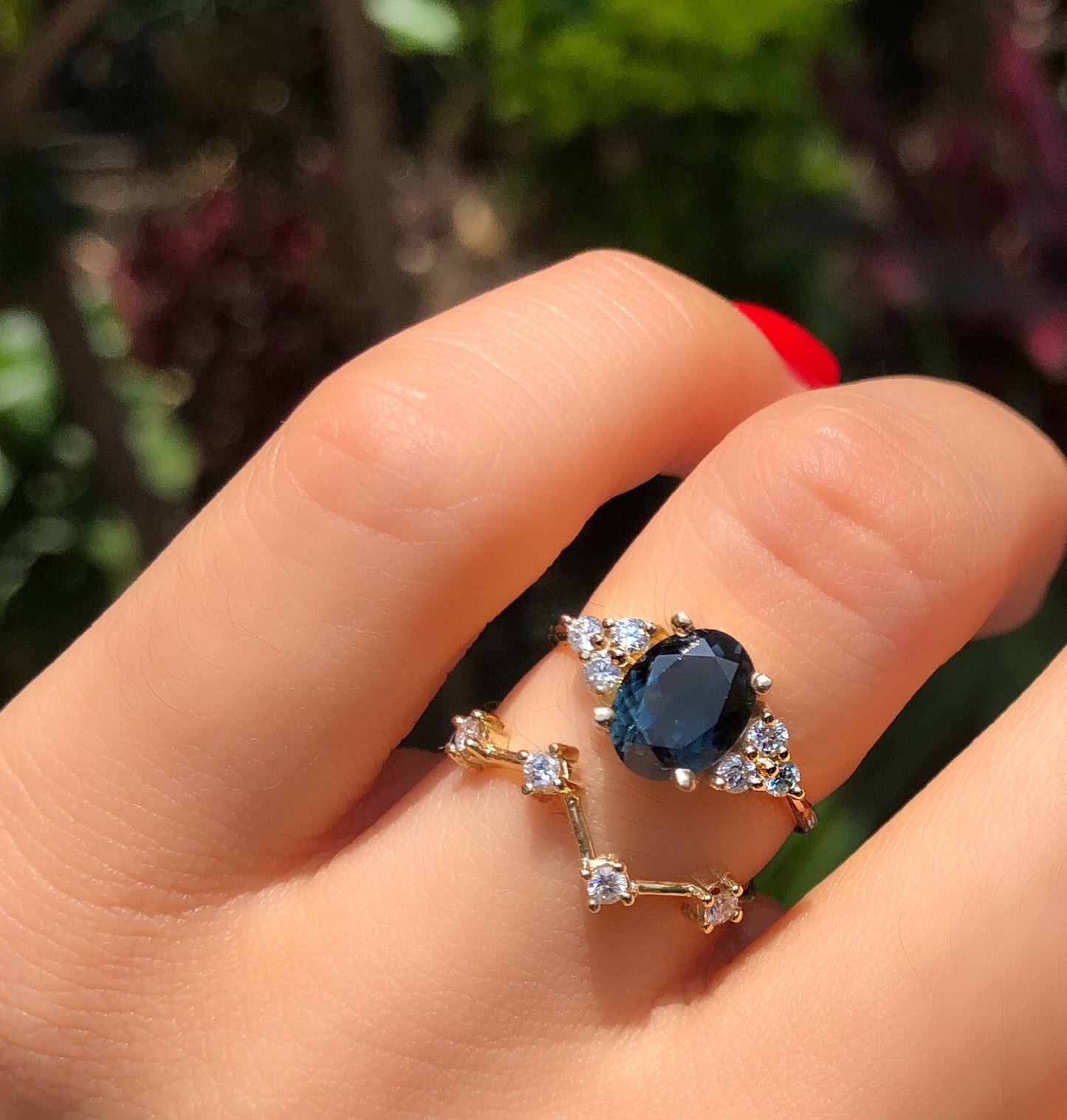 Blue Tourmaline Ring with Diamonds